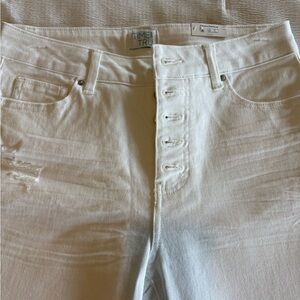 Time and Tru White High-Rise Button-Fly Jeans